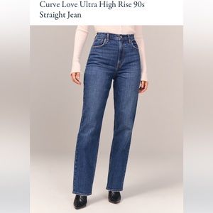 Abrocrombie and Fitch Curve Love Ultra High Rise 90s Straight Jean - Dark Wash